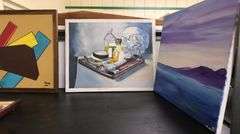 Lot of Paintings & Framed Needlework Landscape