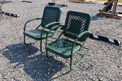 *NO STORAGE* 2 MCM Metal Patio Arm Chairs