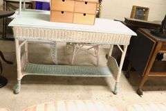 Painted Wicker Console