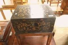 Modern Decorative Black Lacquer Trunk on Stand