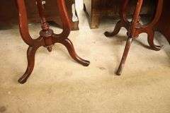 Pair Queen Anne Style Mahogany End Tables