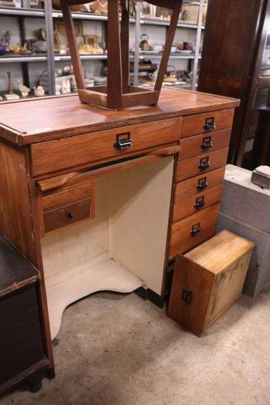 Antique Painted Watchmaker's Workbench