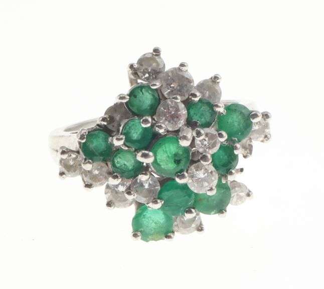 Platinum Natural Emerald & 0.50 ct Diamond Ring 7.0g