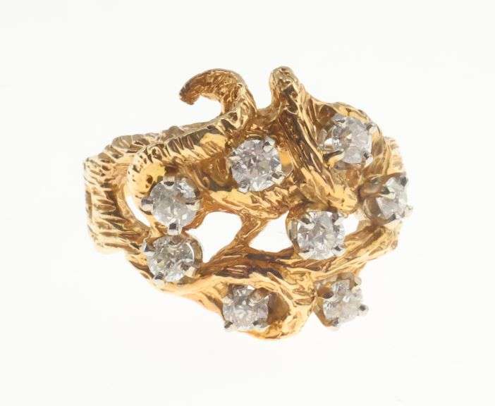 14k Gold Abstract 0.40 ct Diamond Ring 5.9g