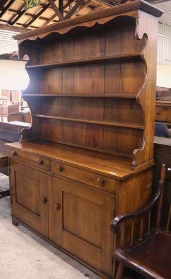 Pennsylvania Farmhouse Poplar Two Piece Step Back Cupboard