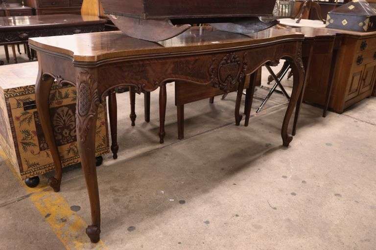 Depression Era Rococo Style Mahogany Console, Broken Hinges