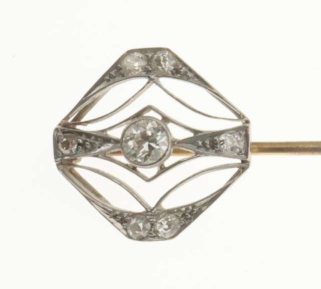 14k Gold & Platinum Vintage 0.25 ct Diamond Stick Pin 3.0g Total