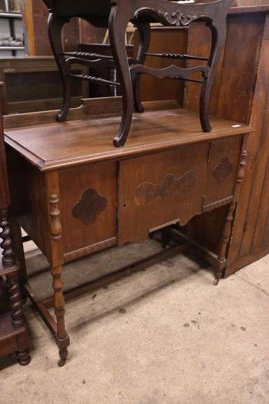 Depression Era Walnut Server, Marks on Top