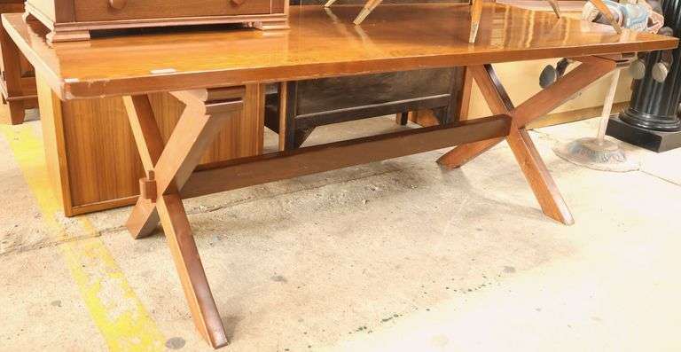 Vintage Farmhouse Pine Trestle Table