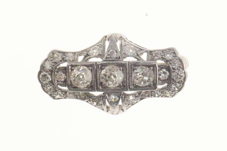 14k Gold Vintage Filigree 0.60 ct Diamond Pin 3.8g