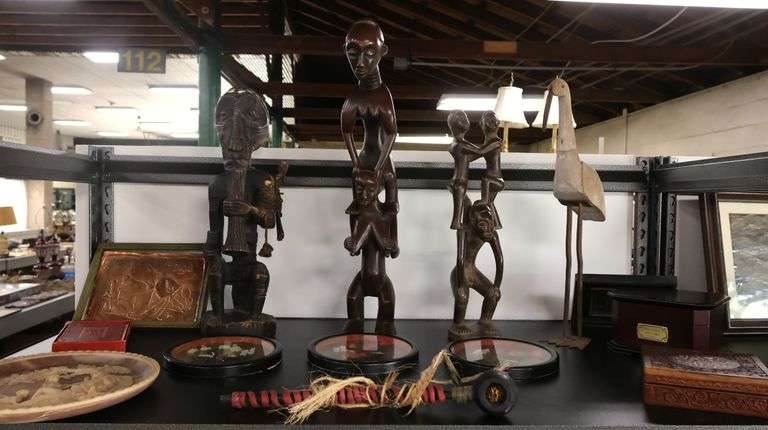 Lot of Wood Carved Ethnographic Decor, Carved Box, Shore Bird, Framed ...