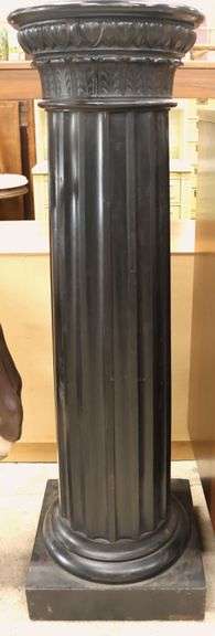 Hollywood Regency MCM Black Painted Wood Pedestal