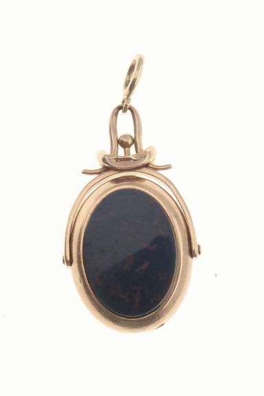14k Gold Vintage Bloodstone & Onyx Flip Pendant 12.9g