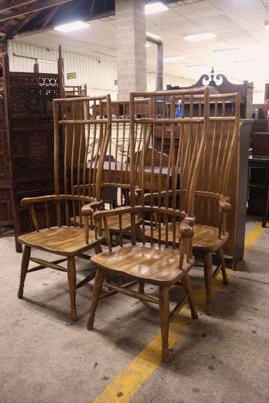 (4) MCM Bird Cage Windsor Armchairs