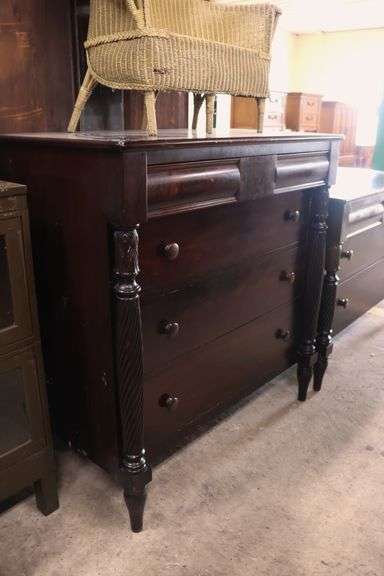 Widdicomb Grand Rapids Empire Style Solid Mahogany Chest, Marks on Top