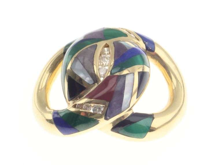 14k Gold Inlaid & Diamond Slide Pendant 7.1g