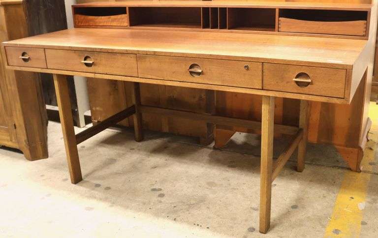 Peter Lovig Danish MCM Walnut Partner's Desk, Break to One Pull