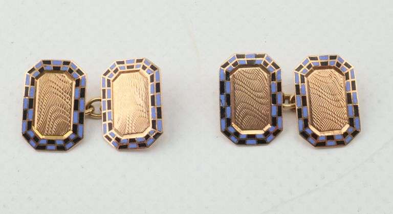 9k Gold Vintage Enamel Cufflinks 4.5g