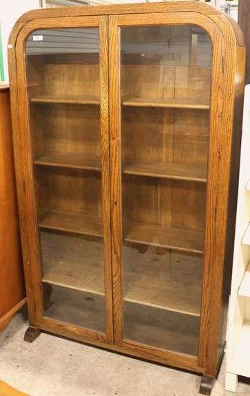 Art Deco Oak Arch Top China Cabinet
