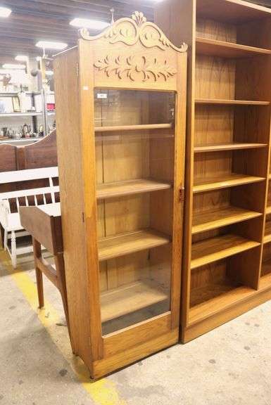 Antique Golden Oak Single Door China Cabinet