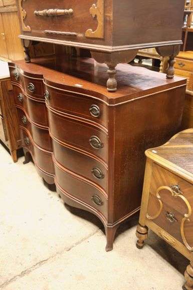 Colonial Revival Inlaid Mahogany Serpentine Dresser