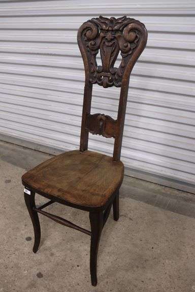 Victorian Figural North Wind Carved Oak Hall Chair