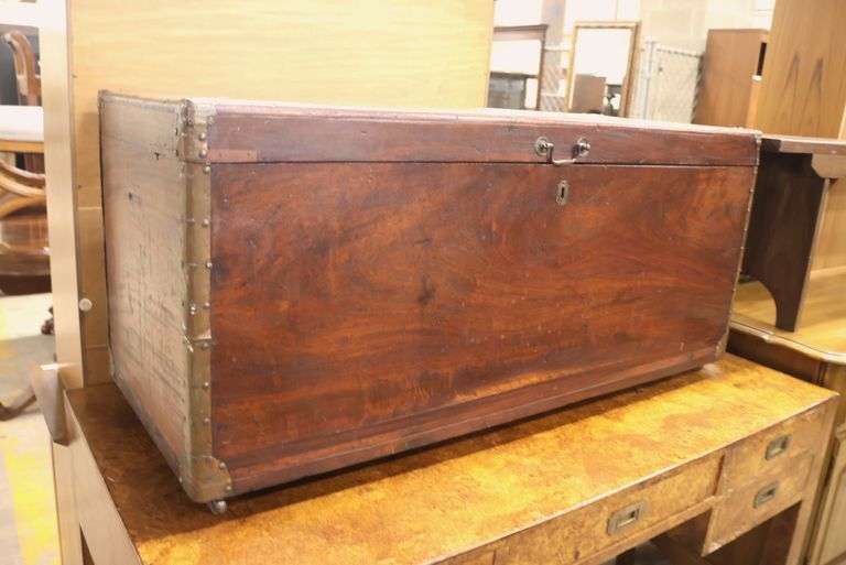 Anglo-Indian Copper Mounted Camphor Wood Trunk