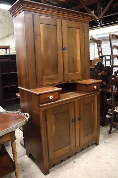 Pennsylvania Federal Poplar Two Piece Stepback Cupboard