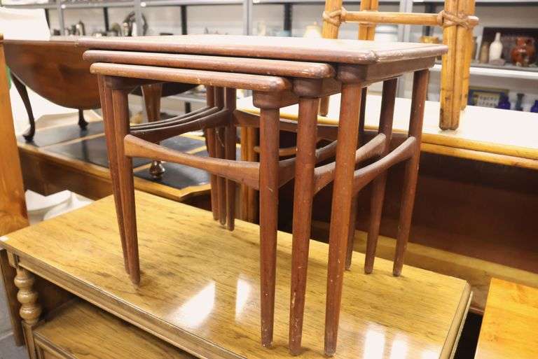 MCM Walnut Nesting Tables, Imperfections