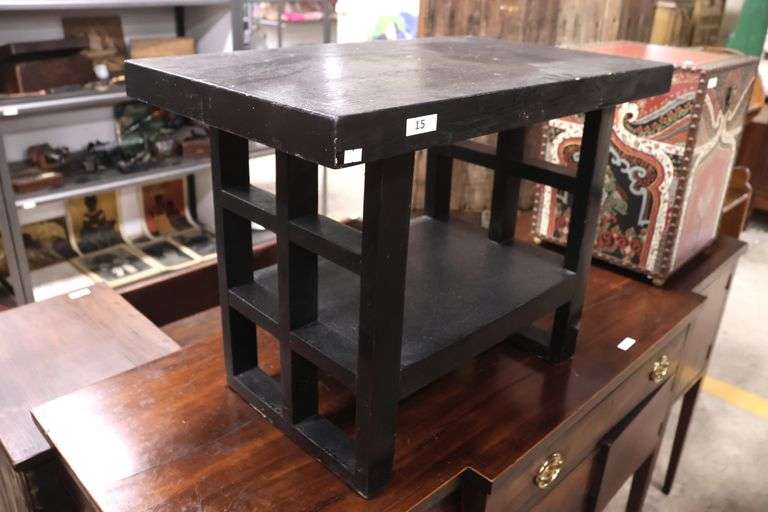 Modern Black Two Tier End Table
