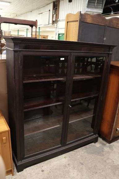 Depression Era Mahogany Bookcase, Veneer Damage