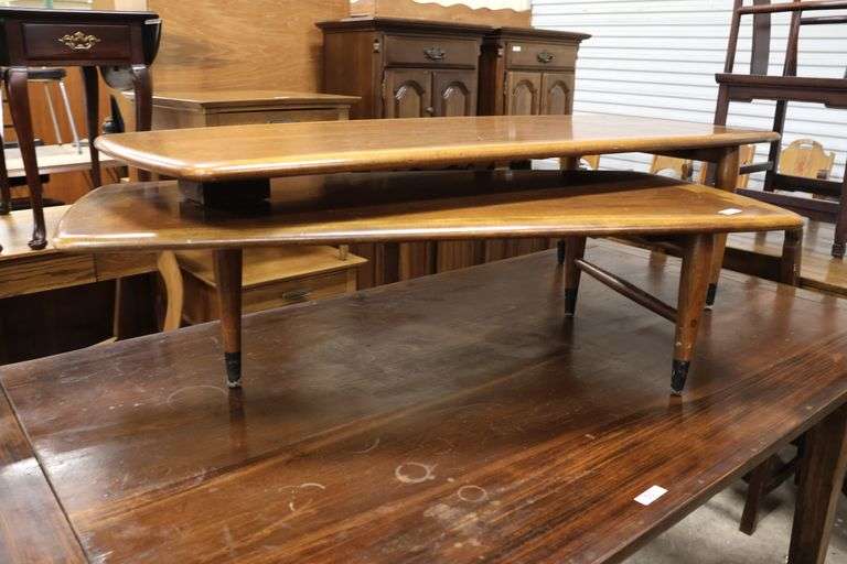 Lane MCM Inlaid Walnut Two Tier Coffee Table, Marks on Top