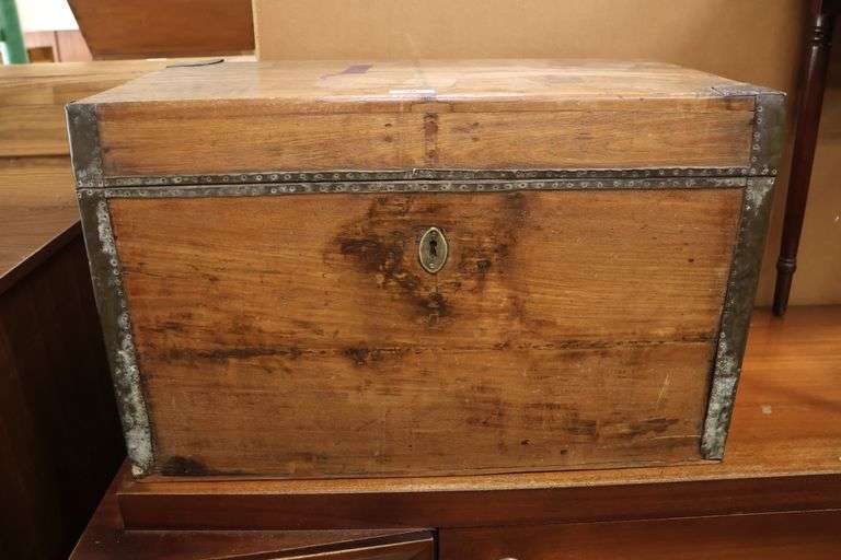Anglo-Indian Brass Strapped Hardwood Trunk