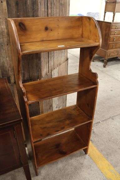 Vintage Farmhouse Pine Bucket Bench