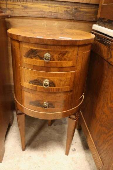 Italian Inlaid Walnut Three Drawer Stand