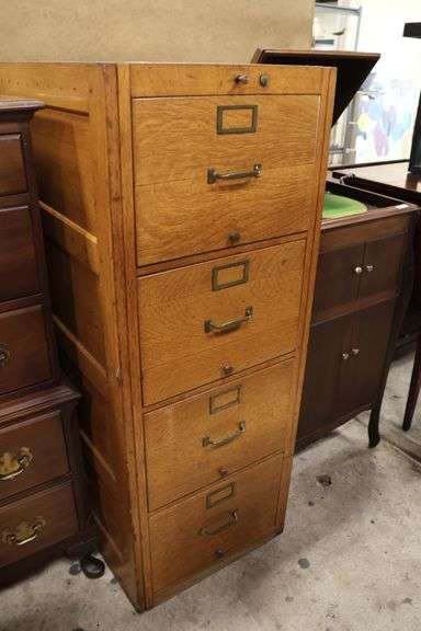 Globe-Wernicke Golden Oak Four Drawer File Cabinet