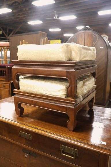 Pair Asian Hardwood Stools