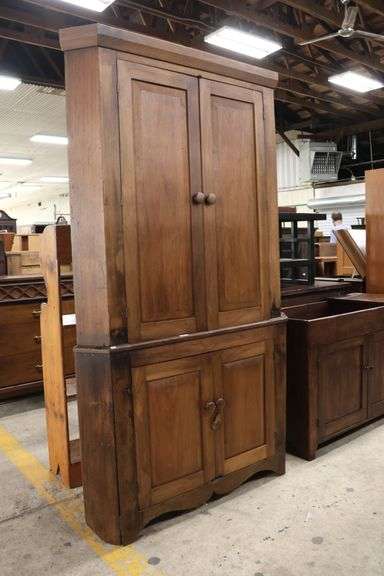 Mid-Atlantic Federal Walnut Two Piece Corner Cupboard