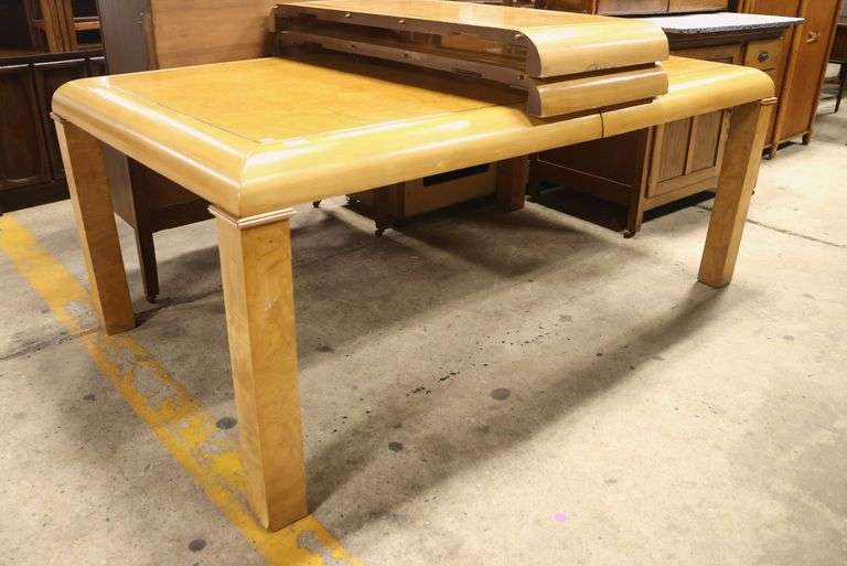 Milo Baughman For Founders MCM Burlwood Dining Table with Two Leaves