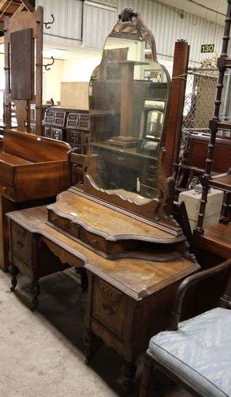 Depression Era Walnut Vanity