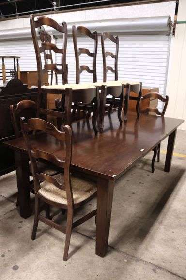 French Provincial Style Farm Table and Eight Dining Chairs