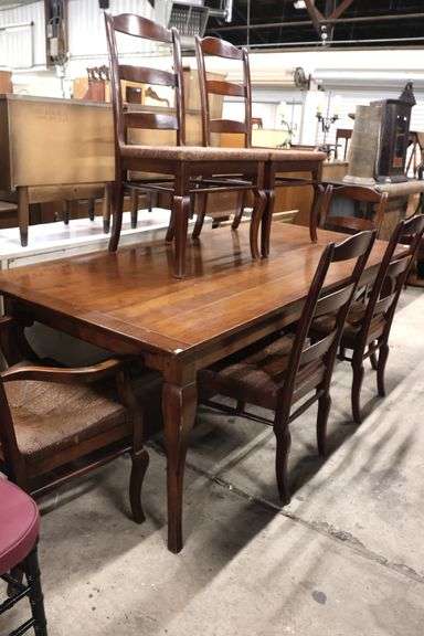 French Provincial Style Fruitwood Dining Table and Six Chairs