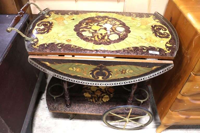 Italian MCM Parquetry Inlaid Bar Cart