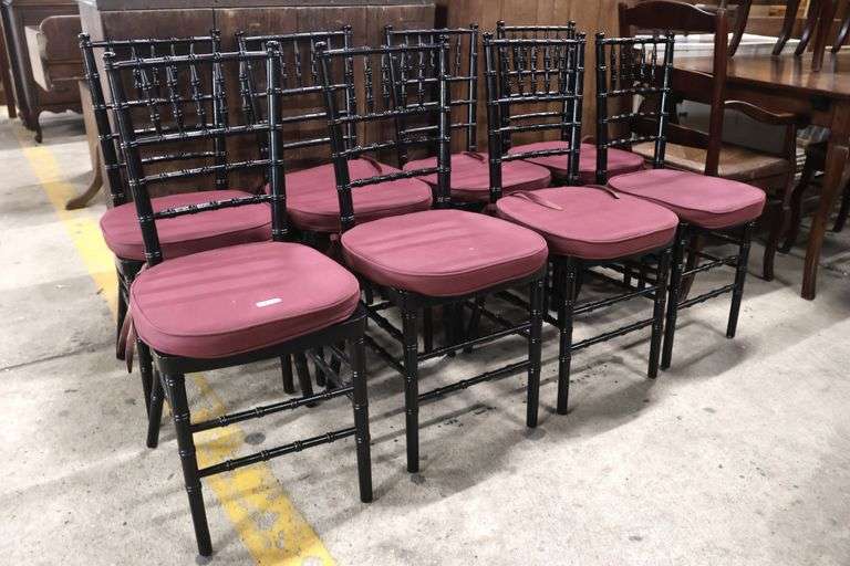 (8) Modern Black Faux Bamboo Dining Chairs