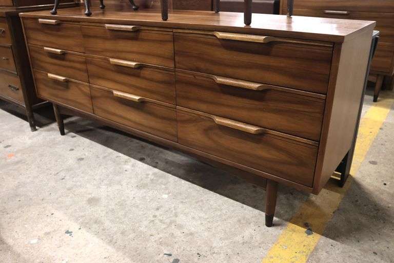 MCM Walnut Nine Drawer Dresser