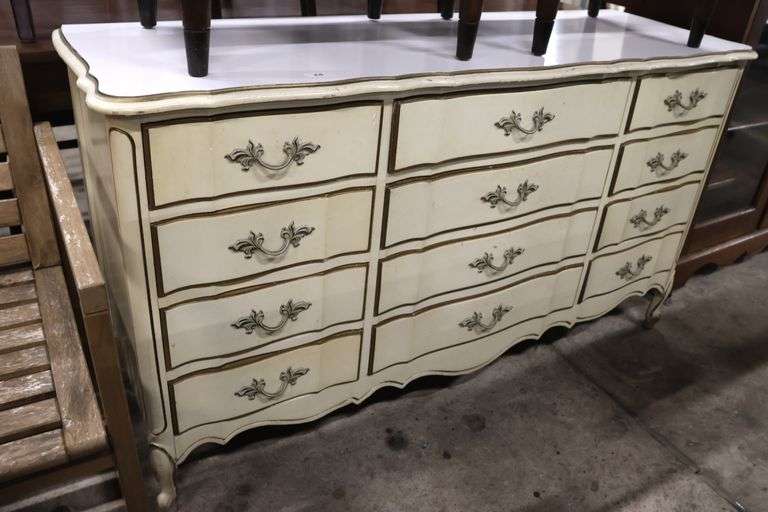 French Provincial Style Painted Twelve Drawer Dresser