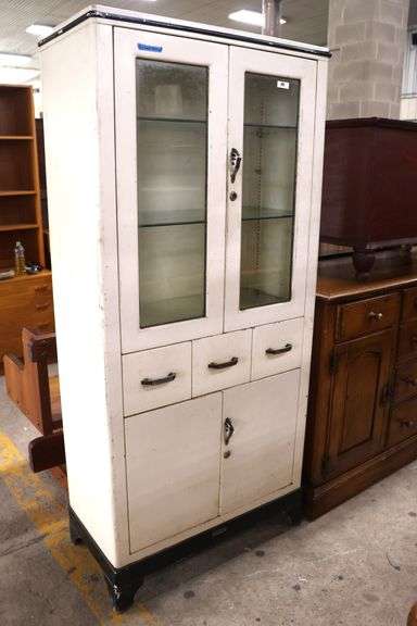MCM Signed Industrial Metal Medical or Dental Cabinet