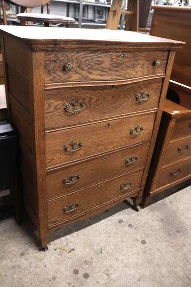 Antique Golden Oak Five Drawer Chest