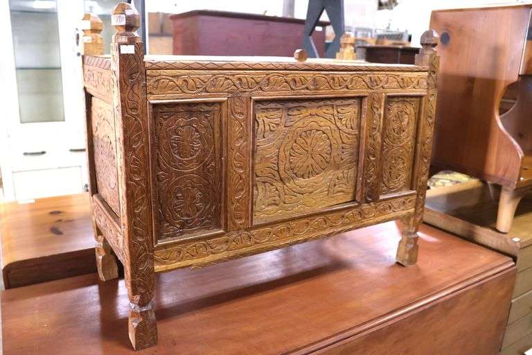 Vintage Middle Eastern Carved Dowry Chest