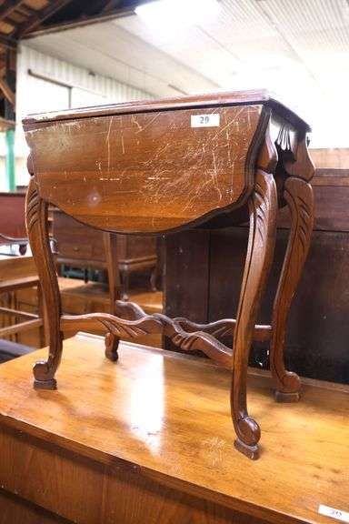 Depression Era Carved Side Table, As-Is